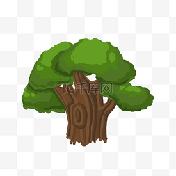 Q版卡通游戏角色场景道具绿色树
