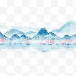 中国背景素材风图片_手绘中国风山水水墨背景