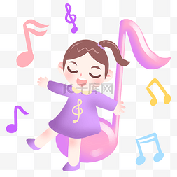 跳动图片_唱歌的女孩音乐插画