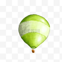 动画风图片_绿色条纹唯美可爱热气球动画风插