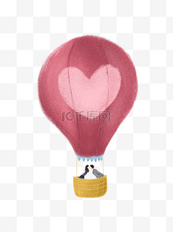热气球上的情侣元素