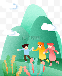 踏青出游春游插画