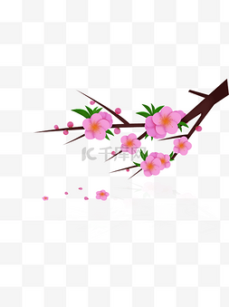 粉色桃花枝图案元素