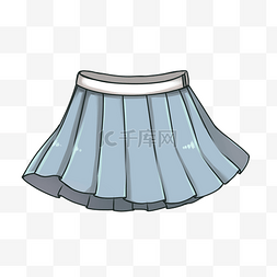 韩版短裙图片_蓝色的百褶裙插画