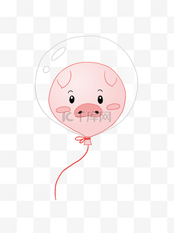 猪简笔画猪图片_手绘简笔画小猪气球可商用