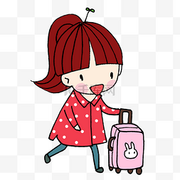放假拉着行李箱回家的女孩旅游打