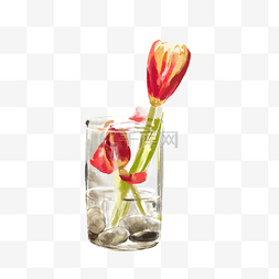 水墨风在玻璃瓶中盛开的花朵