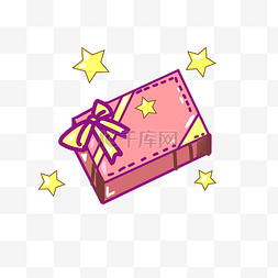 粉色蝴蝶结星星盒子png