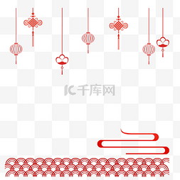 中国风背景新年图片_平安灯笼结装饰春节新年边框