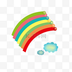 夏季图标绿图片_卡通七色彩虹云朵