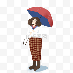 雨天女孩卡通图片_卡通小男孩打伞免抠图