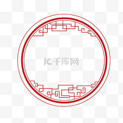 中国复古文艺图片_红色中国古代边框装饰图案免扣图