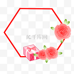 粉色玫瑰花边框图片_手绘花朵边框
