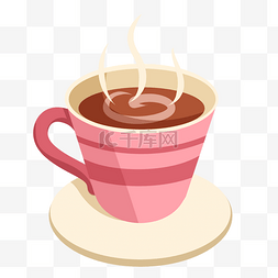 手绘咖啡杯子图片_粉色玛奇朵咖啡杯子