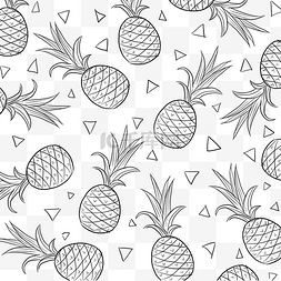 夏日水果小清新手绘线条菠萝凤梨
