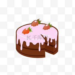 手绘草莓蛋糕插画