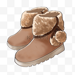 冬季保暖手绘图片_绒毛保暖冬季靴子