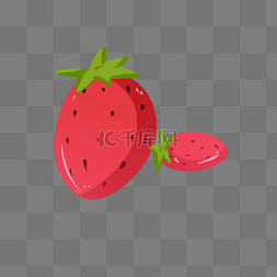 手绘水果卡通系列图片_扁平的卡通水果草莓