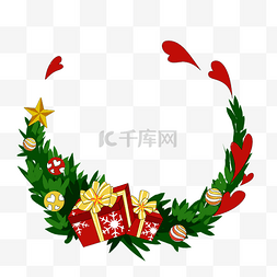 爱心素描图图片_圣诞节圣诞树礼物爱心边框