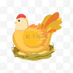 母鸡图片_黄色的母鸡手绘插画