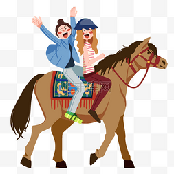 春节旅行骑马插画