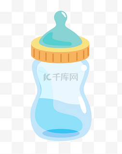 奶瓶图片_一个蓝色奶瓶插画