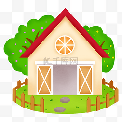 漂亮的农场小屋插画