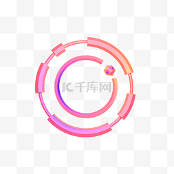 创意3d海报图片_圆圈桃粉色边框立体C4D