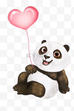 卡通气球粉色图片_手绘气球熊猫宝宝