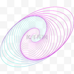 几何曲线彩色线条图片_唯美彩色螺旋线条图案元素