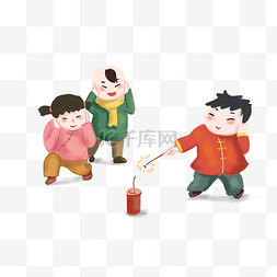 元旦庆祝图片_放鞭炮新年庆祝插画