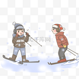 冬天双人滑雪PNG