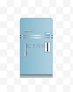 蓝色的冰箱手绘插画