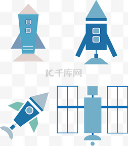 几何图片_火箭飞机卫星矢量图