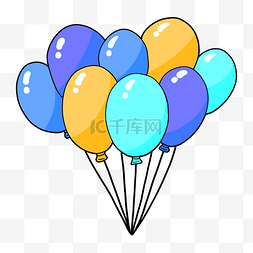 彩色气球束图片_手绘节日装饰彩色气球束