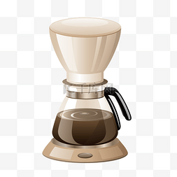 煮咖啡咖啡机手绘插图