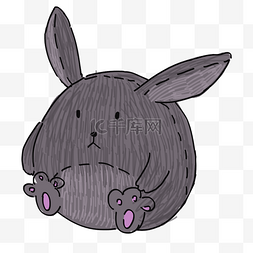 灰色手绘线稿大兔子