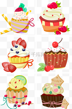 特色彩色冰淇淋奶油草莓手绘插画