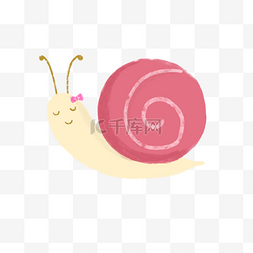 粉色蜡笔手绘蜗牛PNG