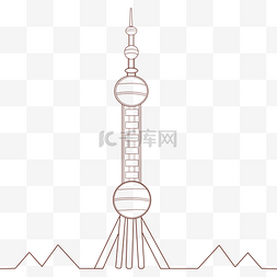 咖咖色图片_线条建筑东方明珠