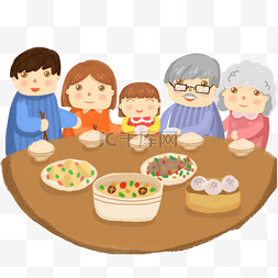 手绘米饭图片_中国的感恩节一家人团圆吃饭