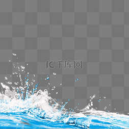 蓝色晶莹图片_喷溅的水浪水流元素