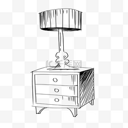 家具装饰摆件图片_线描床头柜台灯