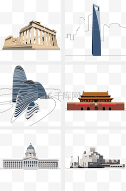 上海建筑插画图片_世界著名建筑插画
