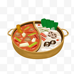 传统小插画图片_卡通中国传统美食重庆火锅