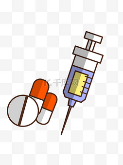 卡通医疗器械药片针管设备胶囊药