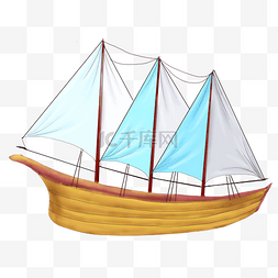 轮船插画图片_可爱的帆船手绘插画