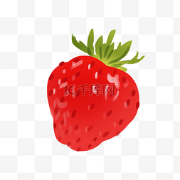 草莓草莓叶子图片_红色的手绘草莓插图