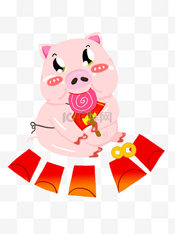 猪图片_2019新年可爱卡通粉红猪手绘元素