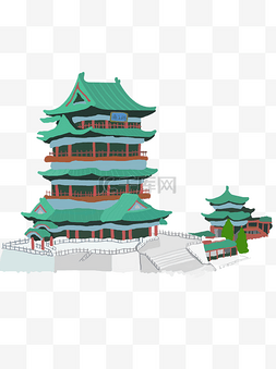 建筑毕业设计图片_手绘南昌滕王阁古风建筑插画设计